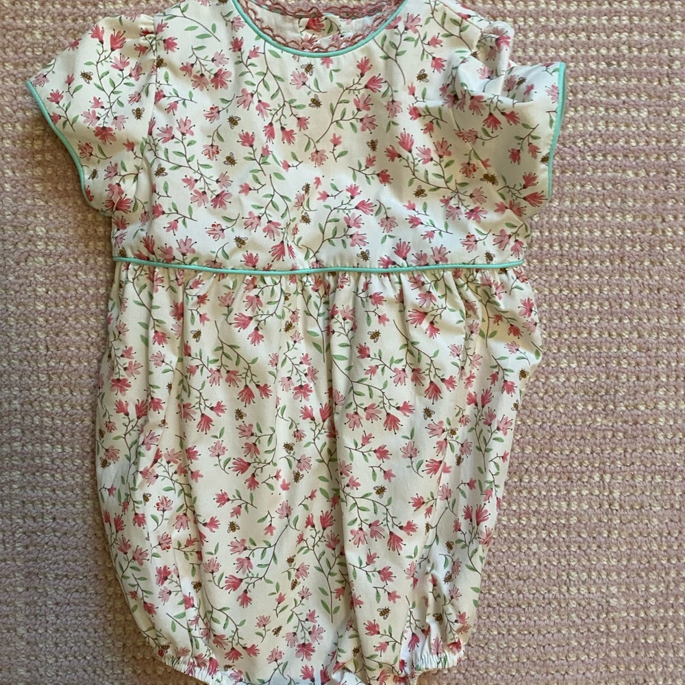 Cream and Pink Bodysuit with Floral Print